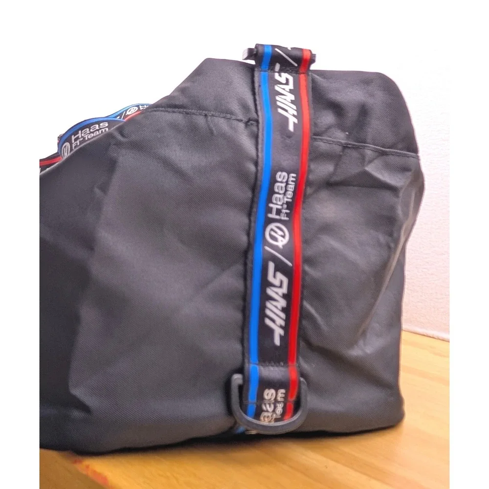 Haas F1 Team Duffel Bag Black Racing Travel Gym Bag with Shoulder Strap